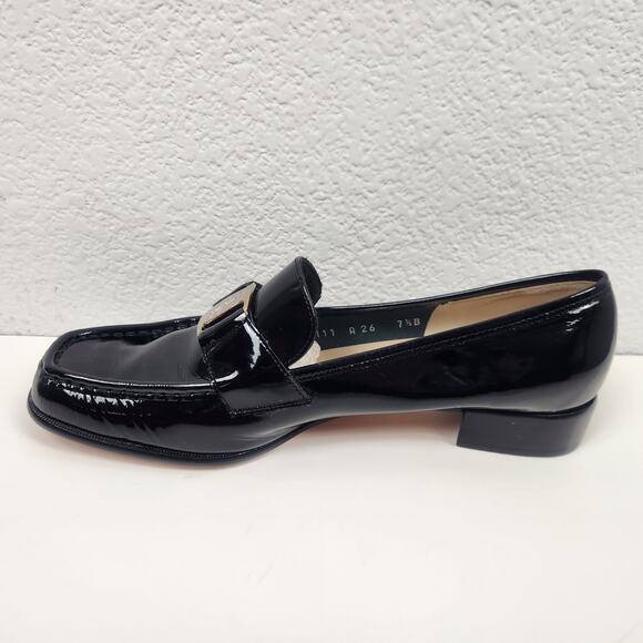 Salvatore Ferragamo Nero Nappy Calf Loafer Black Patent Leather 7.5B Narrow - Picture 4 of 12